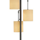 3 Light Lantern Design Metal Floor Lamp with Fabric Shades, Black and Beige By Casagear Home