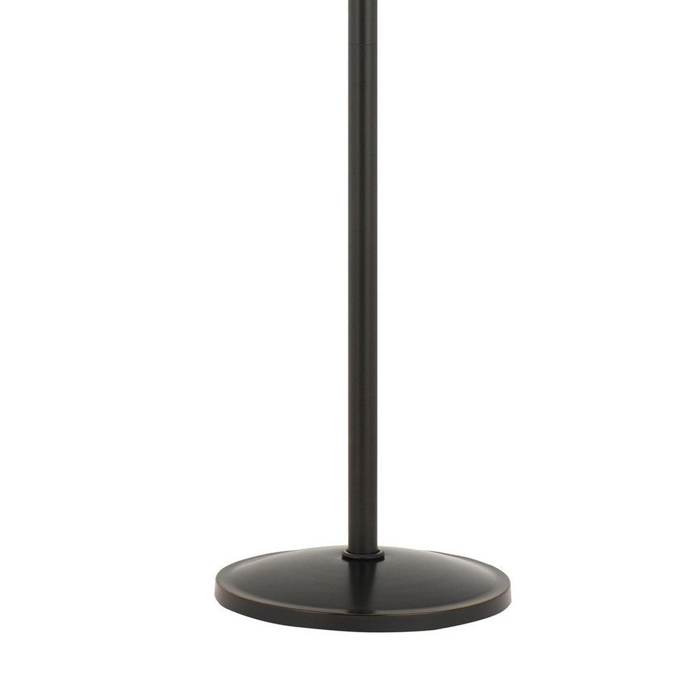 3 Light Lantern Design Metal Floor Lamp with Fabric Shades, Black and Beige By Casagear Home