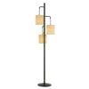 Lantern Floor Lamp | 3 Light Metal | Fabric Shades | Black & Beige