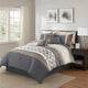 Comforter Set | 7 Piece King | Geometric Design | Blue & Tan