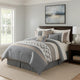 Comforter Set | 7 Piece King | Geometric Design | Blue & Tan