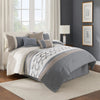 Comforter Set | 7 Piece Queen | Geometric Design | Blue & Gray