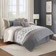 Comforter Set | 7 Piece Queen | Geometric Design | Blue & Gray