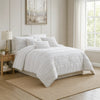 Comforter Set | 6 Piece King | Cotton | Frayed Edges | White & Gray
