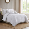 Comforter Set | 6 Piece Queen | Cotton | Frayed Edges | White & Gray