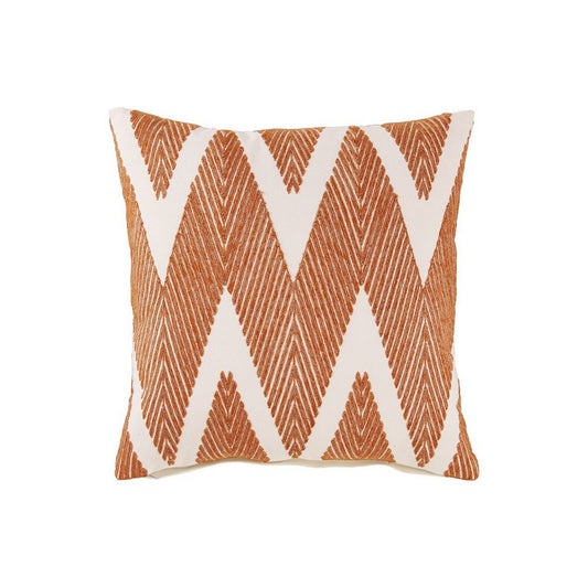 20 x 20 Zippered Cotton Accent Pillow with Herringbone Print, Set of 4, Orange - BM227360