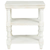 Wooden Accent Table with 2 Shelves and 2 USB Ports, Antique White By Casagear Home