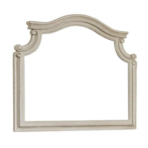 Scalloped Mirror | Wood Encased Frame | Antique White