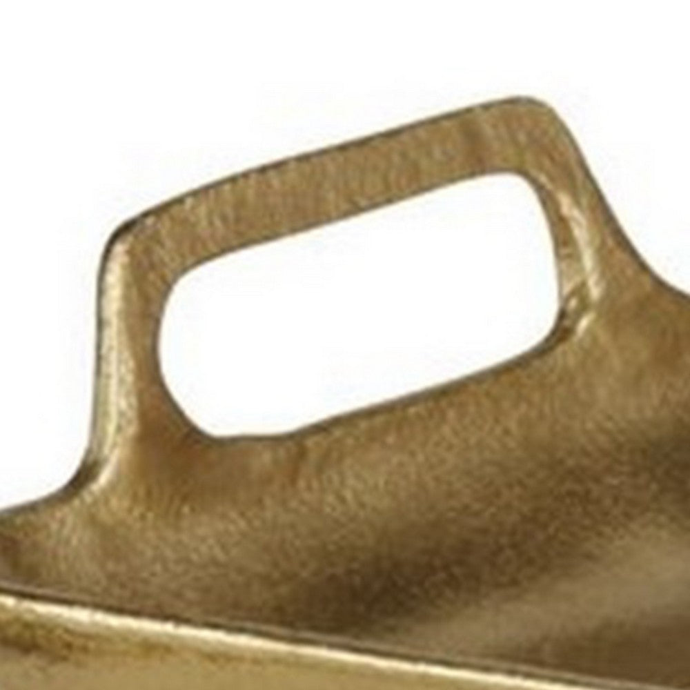 Decorative Tray | Rectangular Metal | Cut Out Handle | Gold