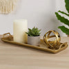 Decorative Tray | Rectangular Metal | Cut Out Handle | Gold
