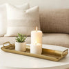 Decorative Tray | Rectangular Metal | Cut Out Handle | Gold