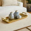 Decorative Tray | Rectangular Metal | Cut Out Handle | Gold
