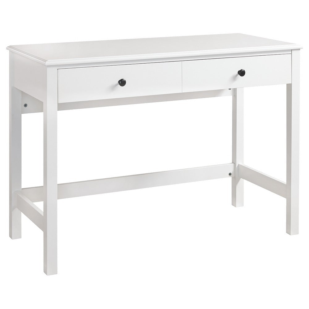 Single Drawer Wooden Frame Office Desk with Straight Legs, White By Casagear Home