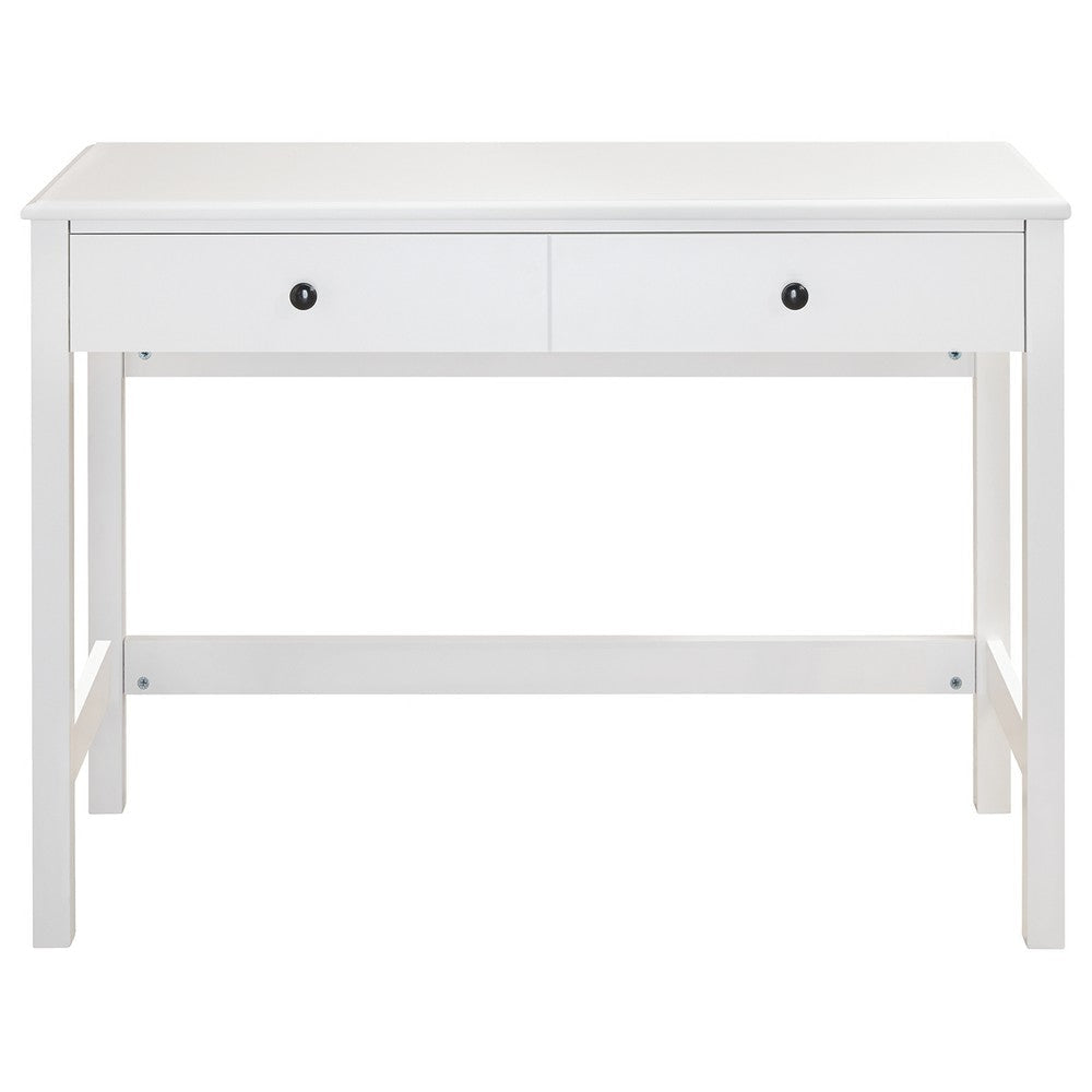 Single Drawer Wooden Frame Office Desk with Straight Legs White By Casagear Home BM227424