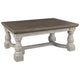 Cocktail Table | Wood Top | Trestle Base | Brown & White