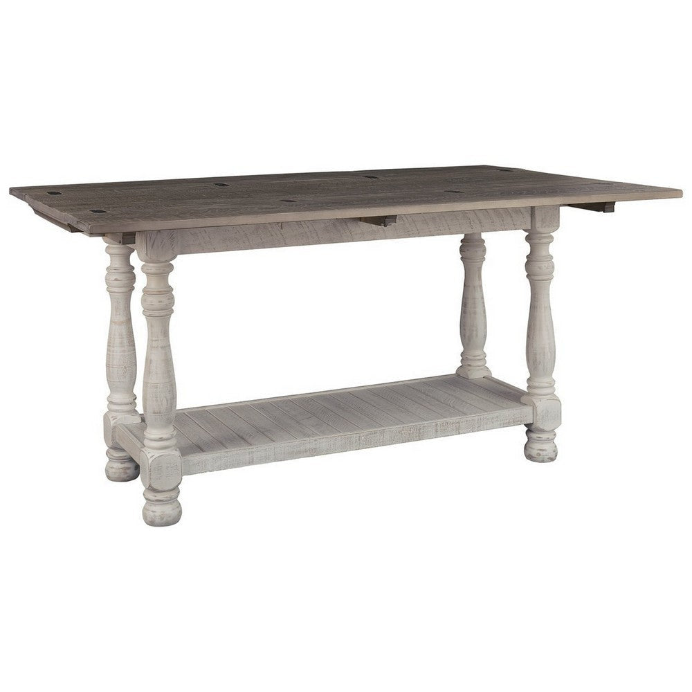 Sofa Table | Flip Top | Bottom Shelf | Brown & White BM227432