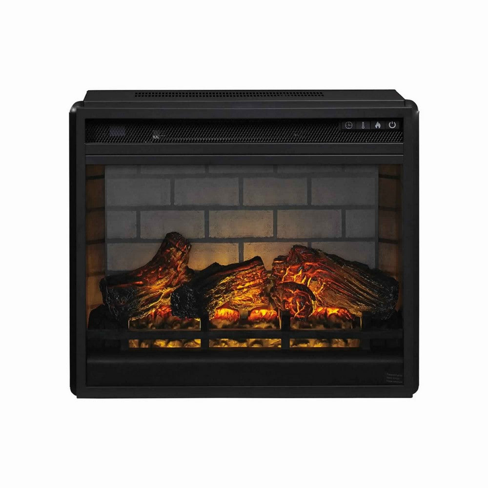 Fireplace Inset | 23.75" | 7 Settings | Black Metal