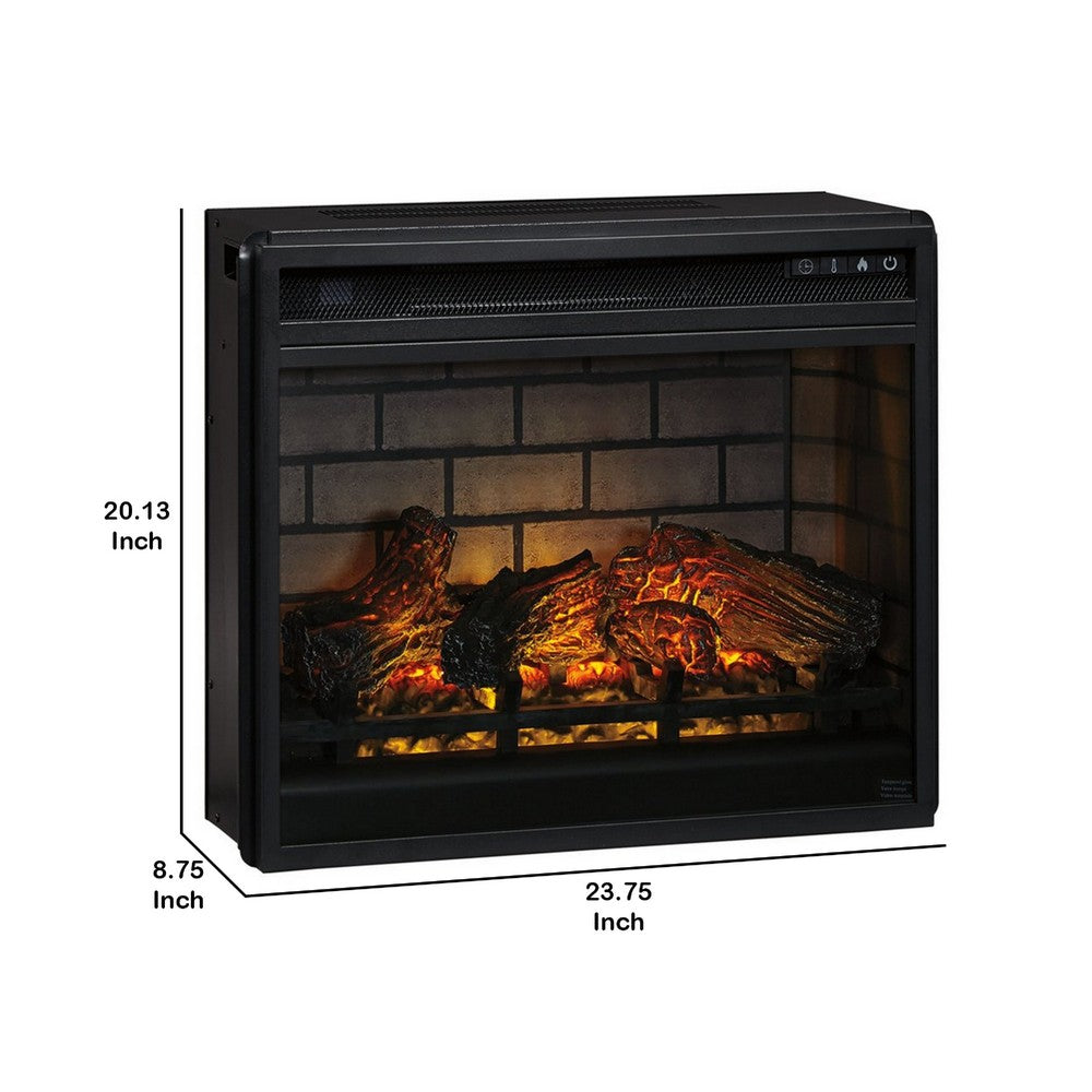 Fireplace Inset | 23.75" | 7 Settings | Black Metal