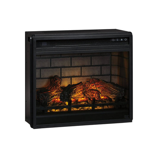 23.75 Inch Metal Fireplace Inset with 7 Level Temperature Setting, Black By Casagear Home