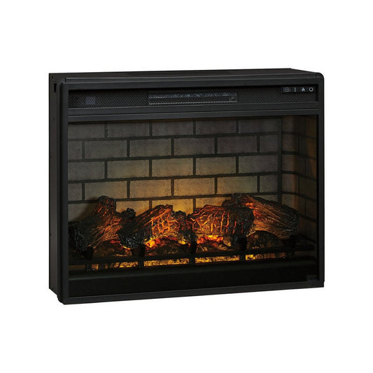 31.25 Inch Metal Fireplace Inset with 7 Level Temperature Setting, Black By Casagear Home