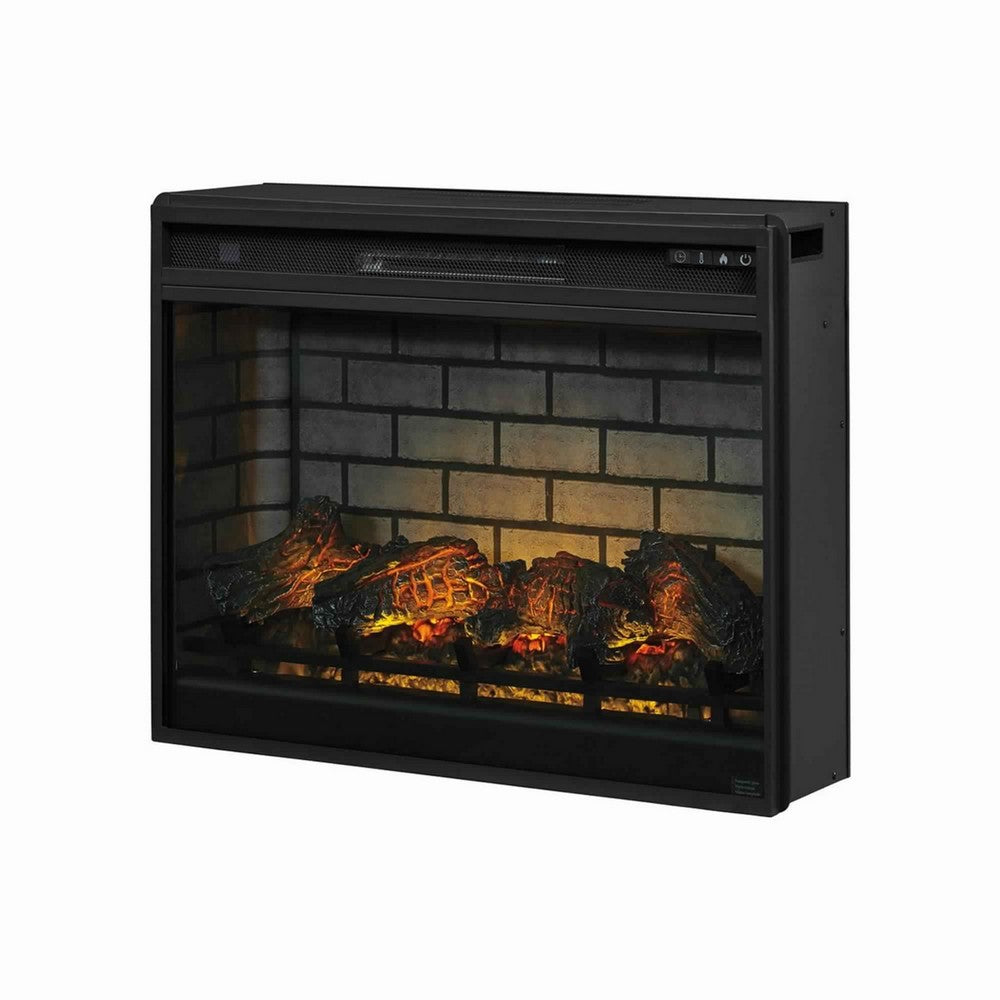 Fireplace Inset | 31.25" | 7 Settings | Black Metal