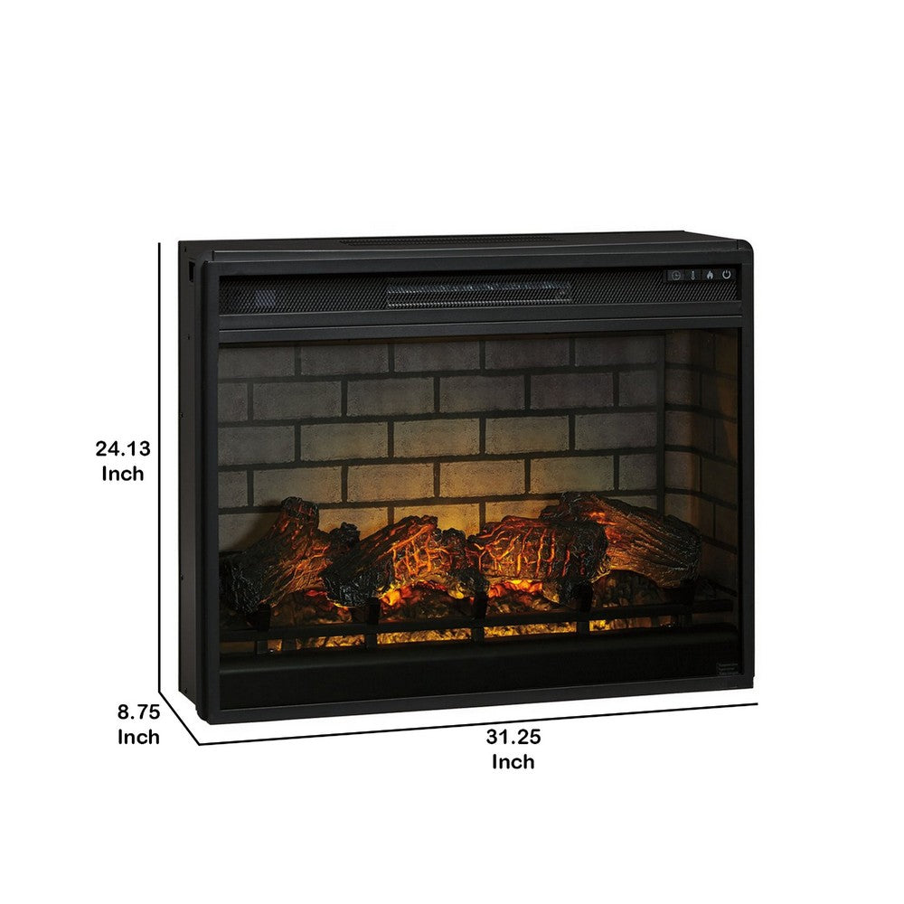 Fireplace Inset | 31.25" | 7 Settings | Black Metal