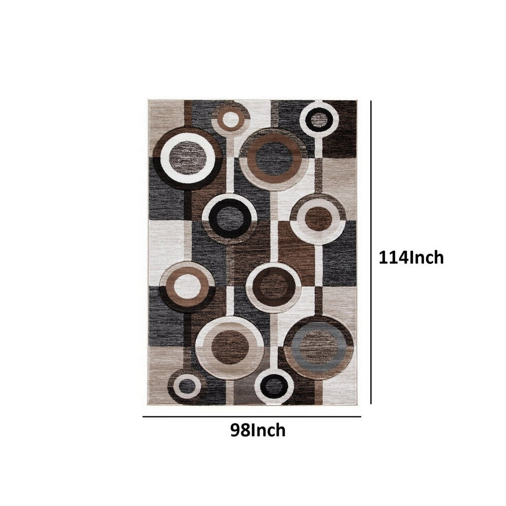 Machine Woven Fabric Rug with Circular Pattern Large Brown and Cream By Casagear Home BM227493