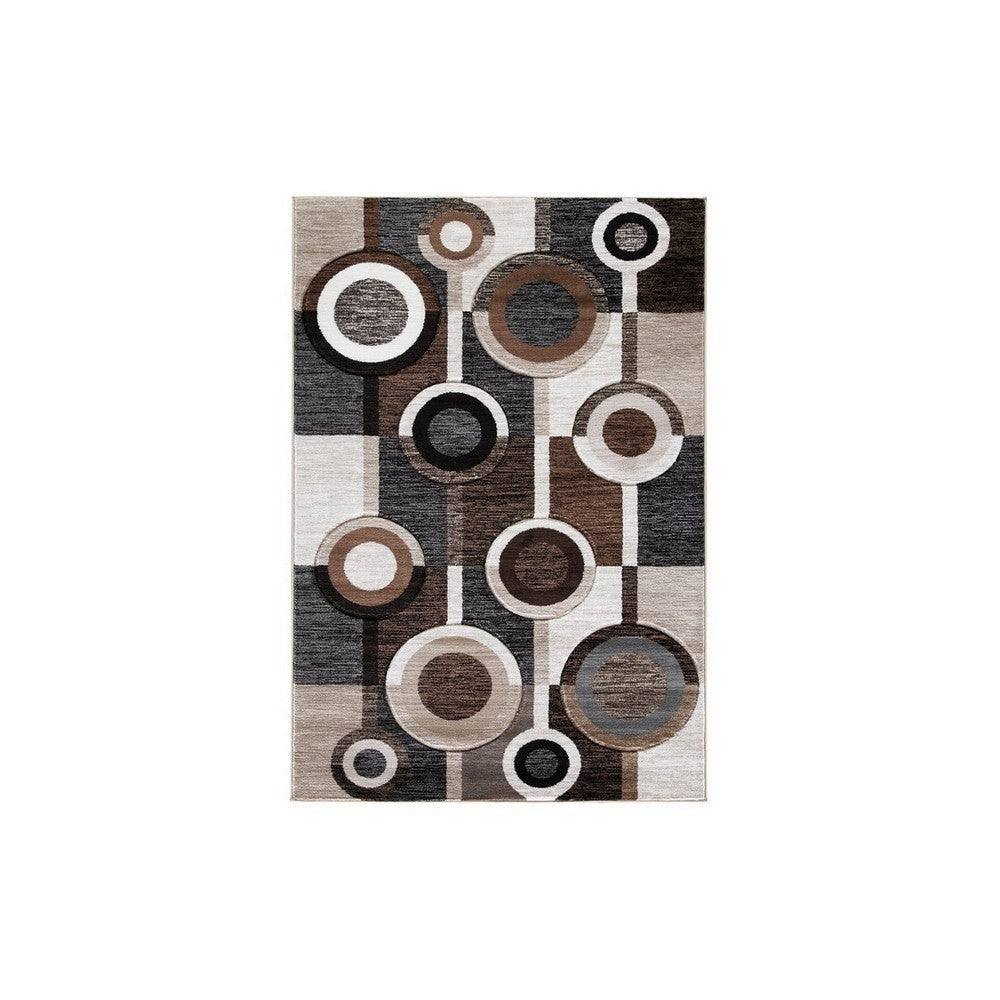 Cailen Area Rug | 8 x 10 | Circular Pattern | Brown & Cream