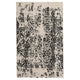 Machine Woven Fabric Rug with Abstract Pattern Medium Black and Off White BM227506