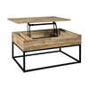 19" Wood and Metal Lift Top Cocktail Table, Brown and Black By Casagear Home