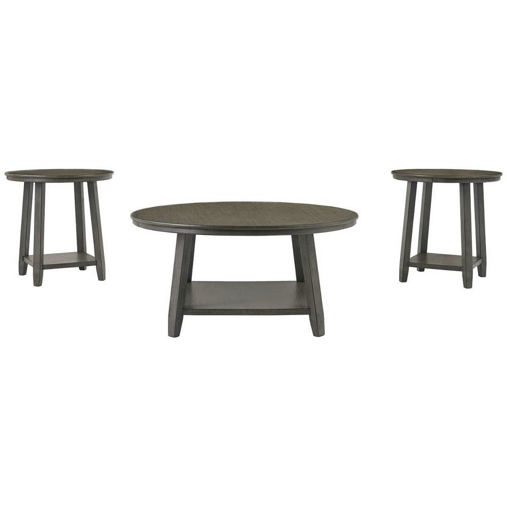 Occasional Table Set | 3 Piece | Bottom Shelf | Antique Gray