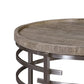 Wood Top Round Cocktail Table with Metal Base Brown and Gray By Casagear Home BM227587