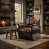 Vertically Tufted Lounge Chair with Aluminum Patchwork, Brown and Silver