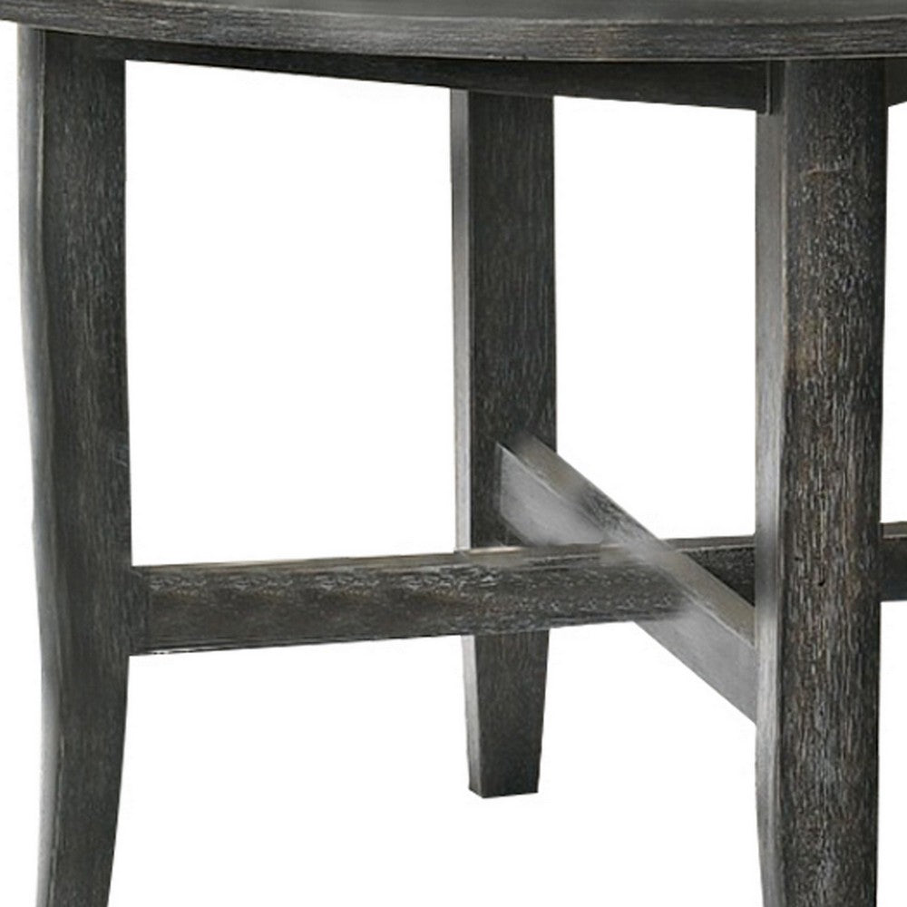 47 Inch Farmhouse Style Round Wooden Dining Table, Rustic Gray