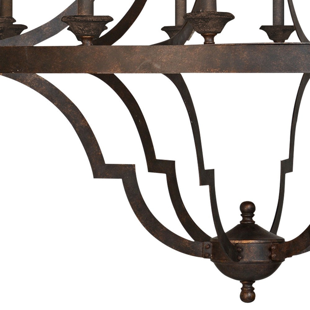 Candelabra Inspired 18 Light Metal Frame Chandelier Large Antique Bronze By Casagear Home BM227720