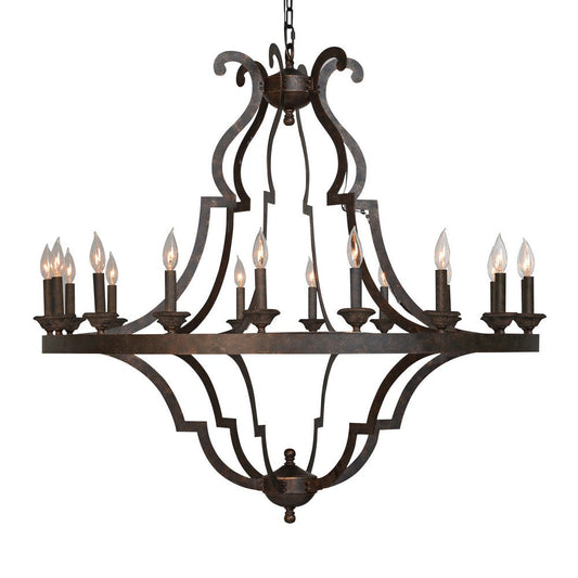 Candelabra Inspired 18 Light Metal Frame Chandelier, Large, Antique Bronze By Casagear Home