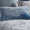 Comforter Set | 9 Piece Queen | Damask Print | Blue & Gray