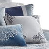 Comforter Set | 9 Piece Queen | Damask Print | Blue & Gray