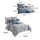Comforter Set | 9 Piece Queen | Damask Print | Blue & Gray