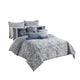 Comforter Set | 9 Piece Queen | Damask Print | Blue & Gray