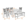 6 Piece Wooden Dining Set with Leatherette Padded Chair and Bench Gray By Casagear Home BM228549