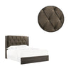 Wooden Queen Bed with Button Tufted Upholstered Headboard Gray and Brown By Casagear Home BM228551