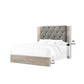 Wooden California king Bed with Button Tufted Headboard Gray and Cream By Casagear Home BM228555