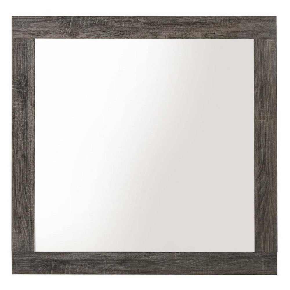 Mirror | Square Frame | Transitional Style | Gray Wood