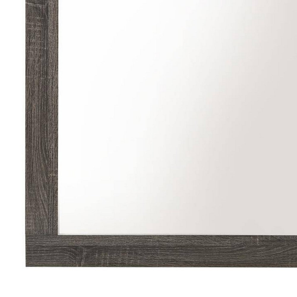 Mirror | Square Frame | Transitional Style | Gray Wood