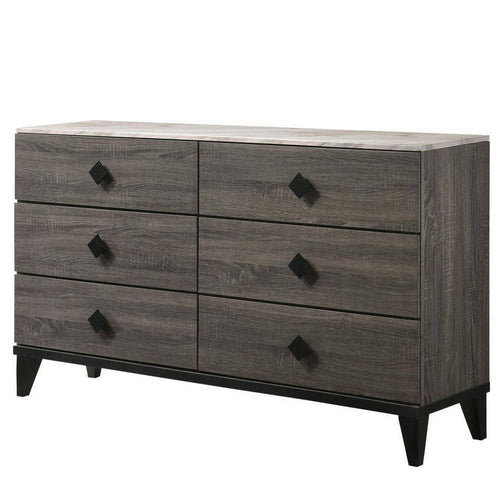Dresser | 6 Drawer | Wood | Gray & Angled Legs