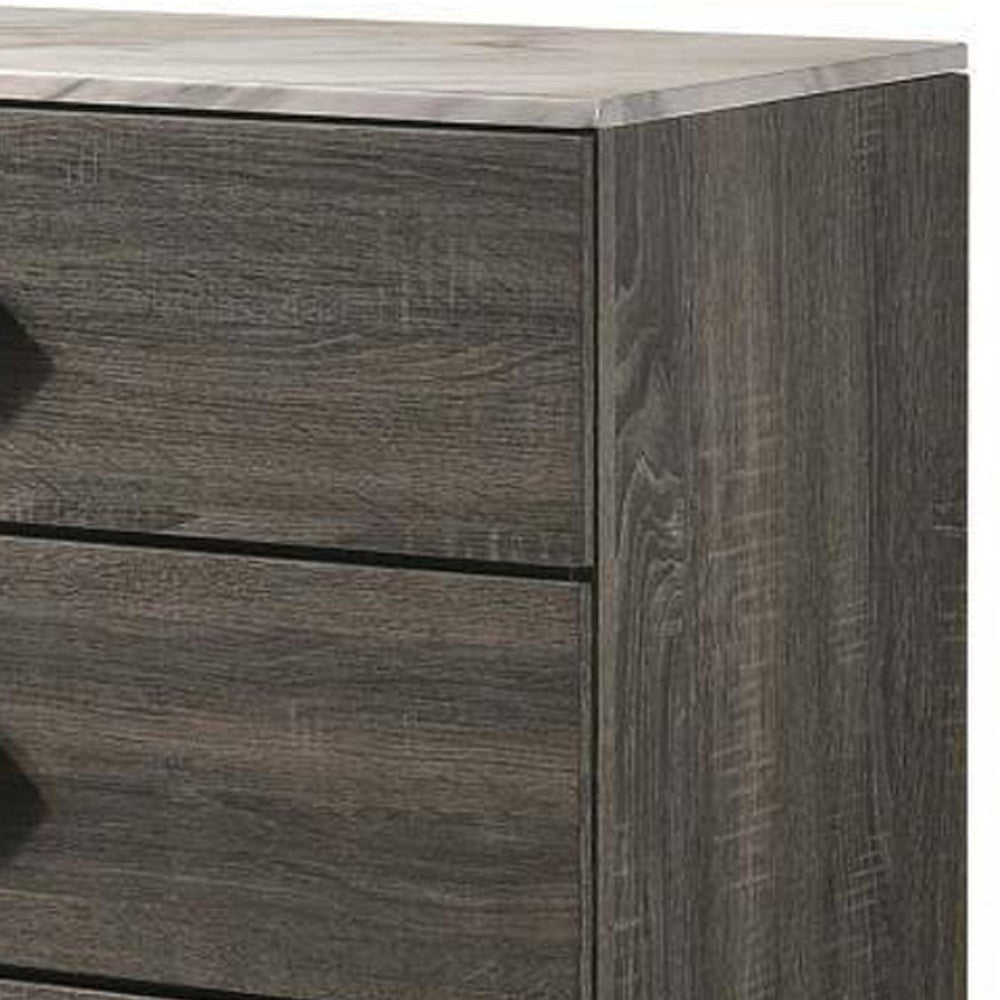 6 Drawer Wooden Dresser with Grains and Angled Legs Gray By Casagear Home BM228559