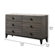6 Drawer Wooden Dresser with Grains and Angled Legs Gray By Casagear Home BM228559