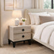 2 Drawer Wooden Nightstand with Grains and Angled Legs, Cream