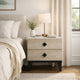 2 Drawer Wooden Nightstand with Grains and Angled Legs, Cream